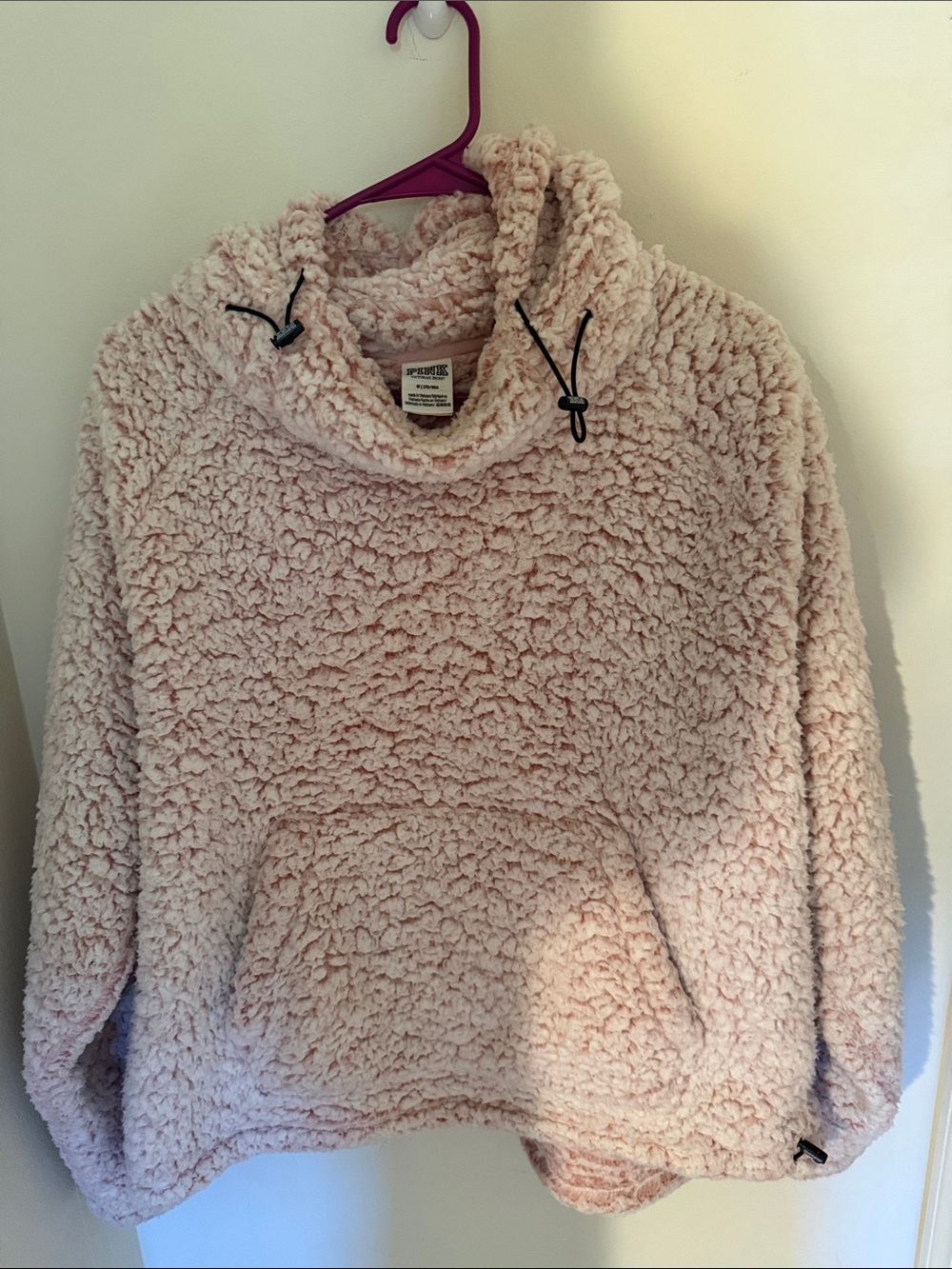 PINK Victoria's Secret Plush Sherpa Pullover hoodie - Light Pink